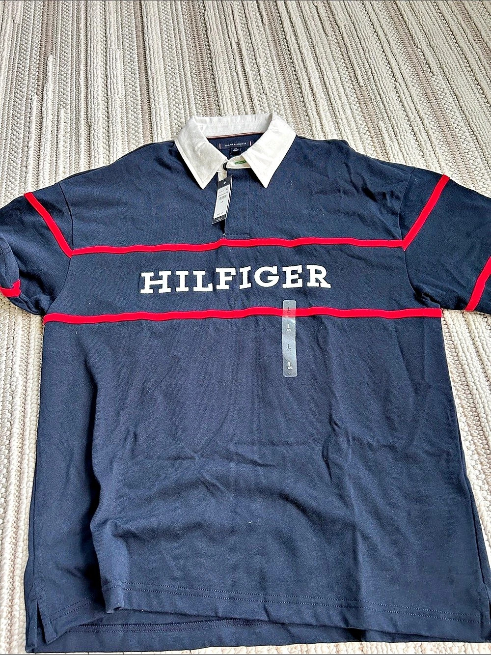 Tommy Hilfiger polo shirt Color Block Polo Blue & Red Size Large NWT